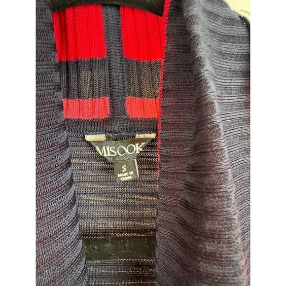 MISOOK black red pink orange knit open front sleeveless cardigan vest S NWOT - Picture 4 of 6